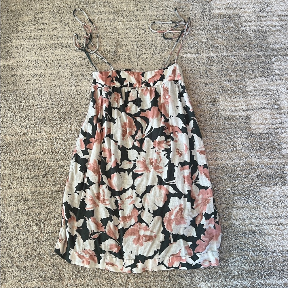 Abercrombie & Fitch Green and Pink Floral Bow Strap tie dainty mini dress